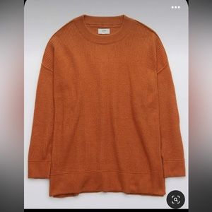 Aerie cozy boyfriend oversized sweater camel tan brown small top sweatshirt